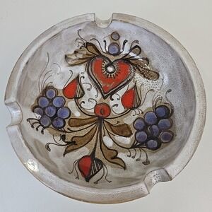 Vintage Schiavon Venezia Italian Art Pottery Ashtray Hand Painted Trinket Dish